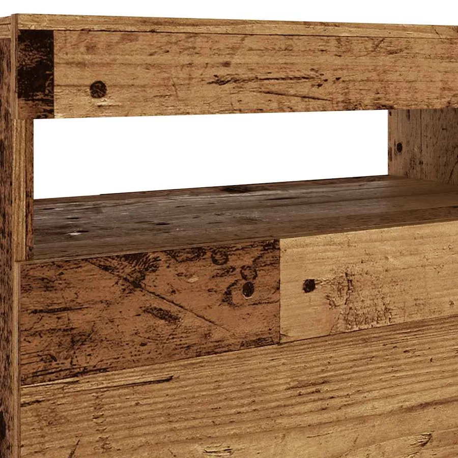 Meuble TV avec lumières LED vieux bois bois d'ingénierie - 9
