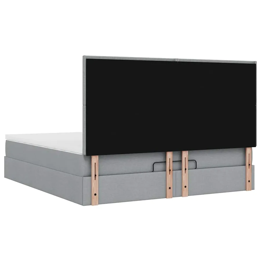 Cadre de lit ottoman et matelas gris clair 160x200cm tissu - 12