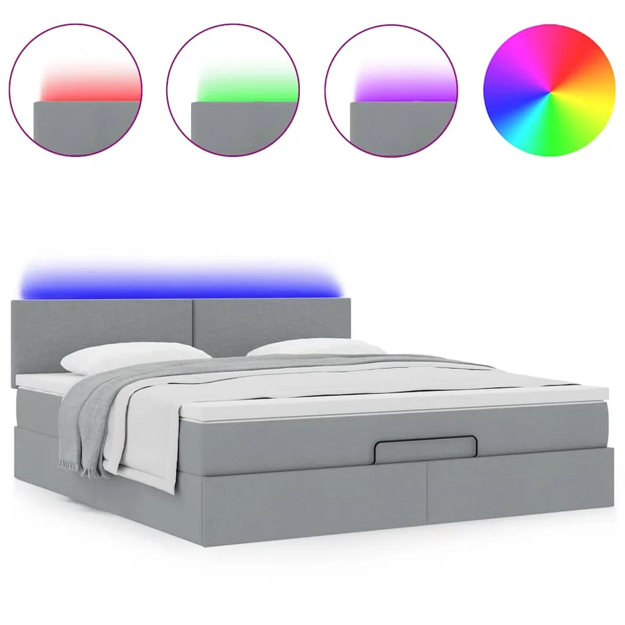 Lit ottoman avec matelas gris clair 160x200 cm tissu - 5