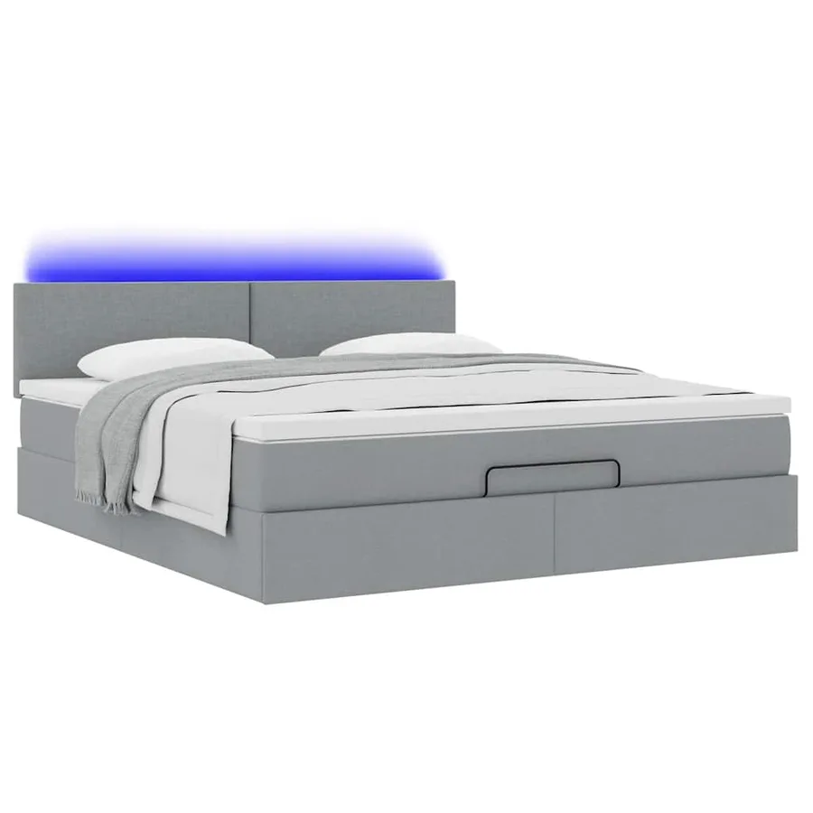 Lit ottoman avec matelas gris clair 160x200 cm tissu - 6