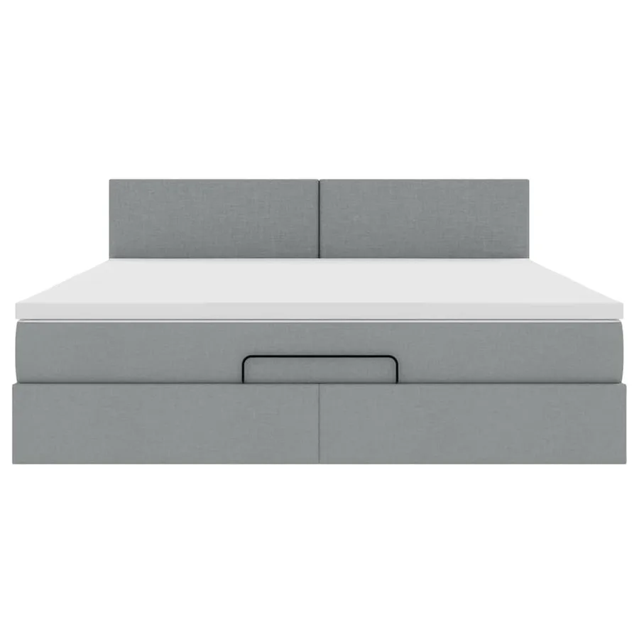 Lit ottoman avec matelas gris clair 160x200 cm tissu - 7