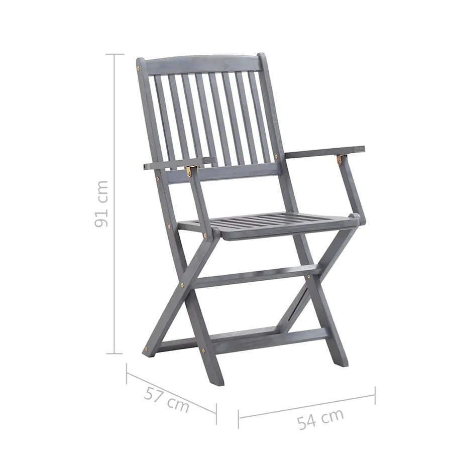 Ensemble à manger de jardin 5 pcs Bois d'acacia massif Gris - 17