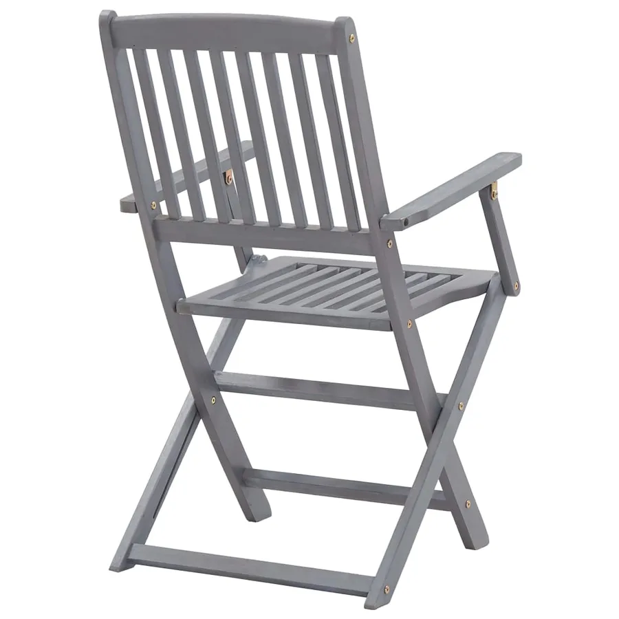 Ensemble à manger de jardin 5 pcs Bois d'acacia massif Gris - 8
