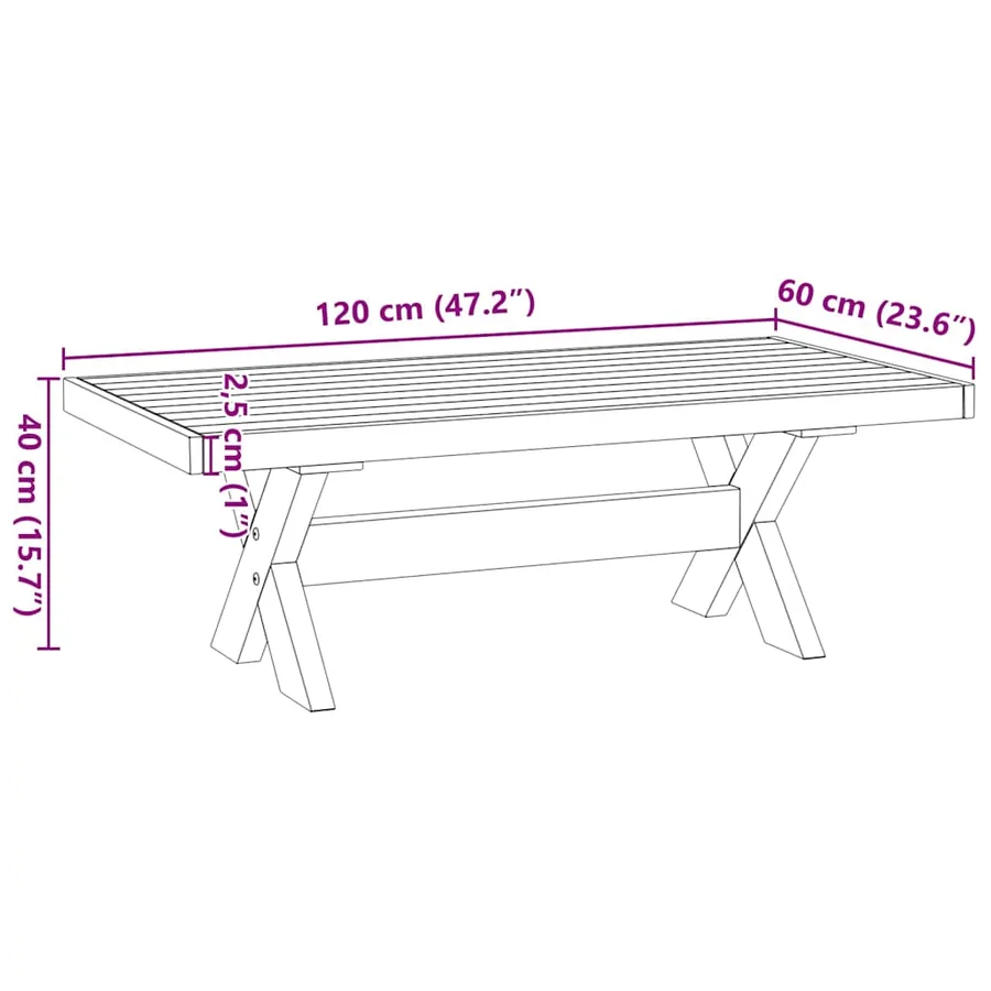 Table basse NOAIN pieds en forme de X 120x60x40 cm massif pin - 9