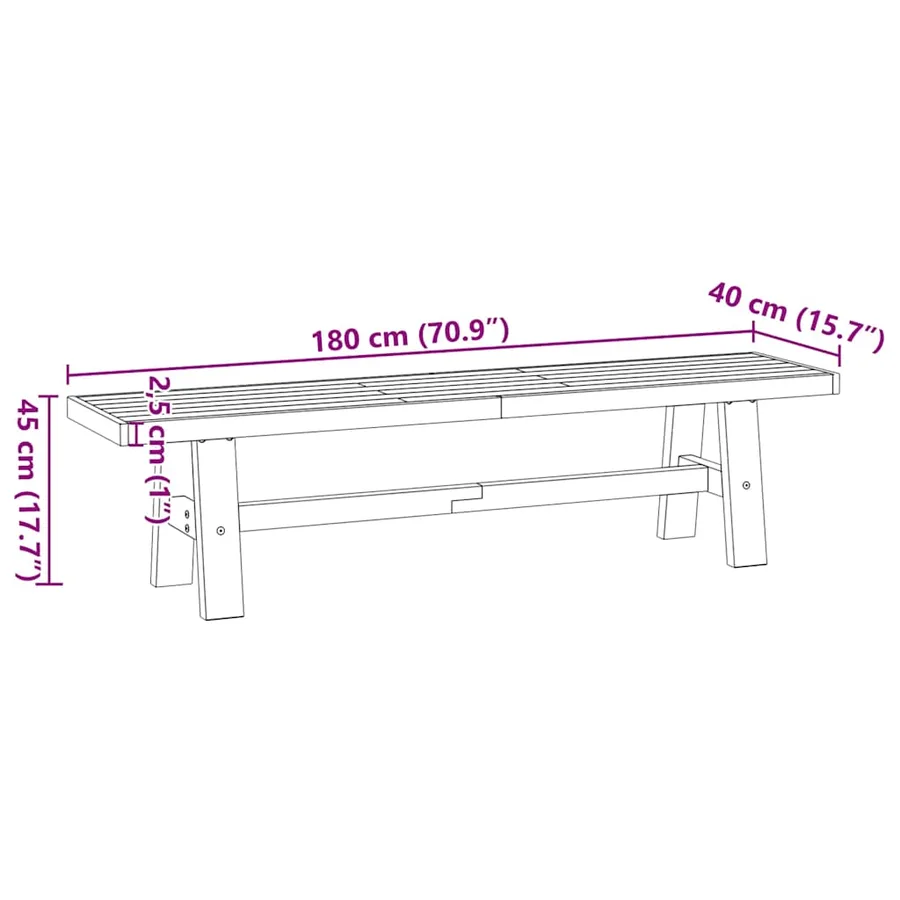 Banc à manger NOAIN pieds en forme de A 180x40x45 cm massif pin - 9