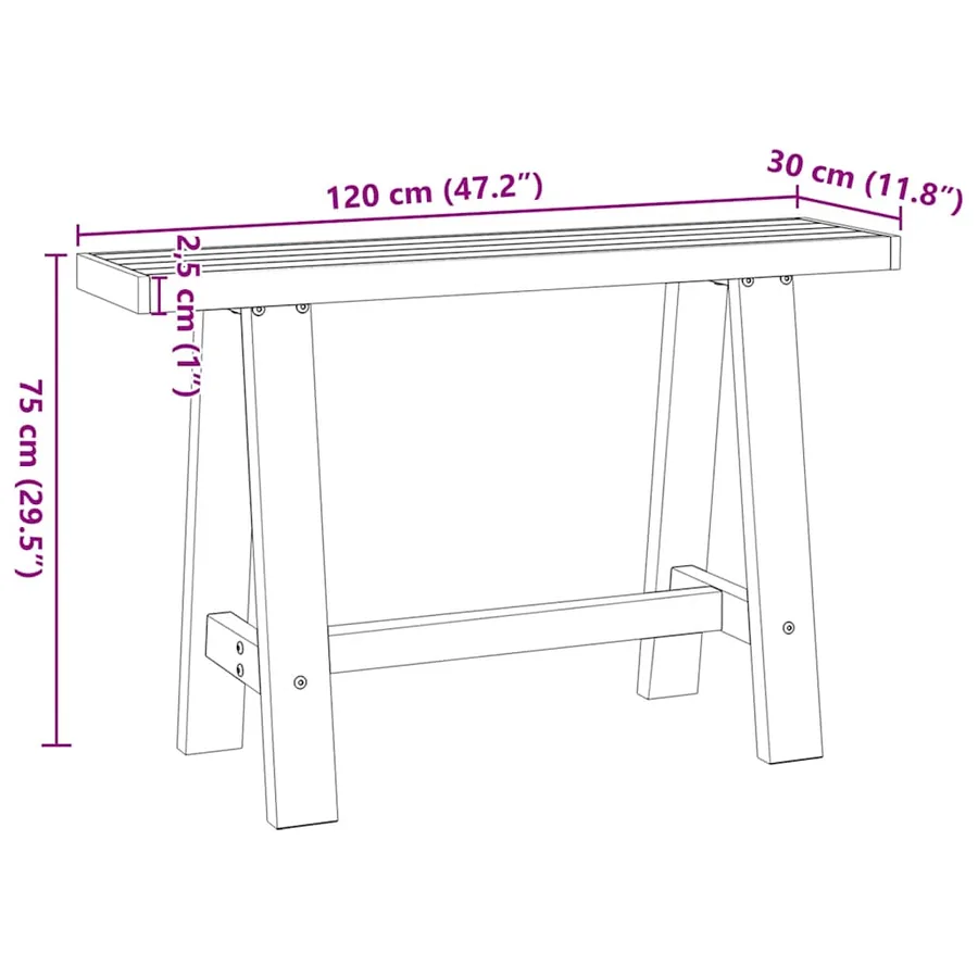 Table console NOAIN pieds en forme de A 120x30x75 cm massif pin - 9