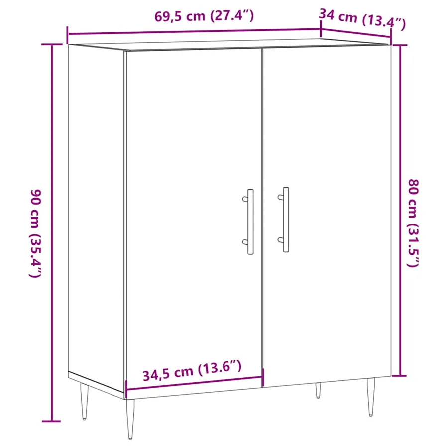 Buffet vieux bois 69,5x34x90 cm bois d'ingénierie - 10