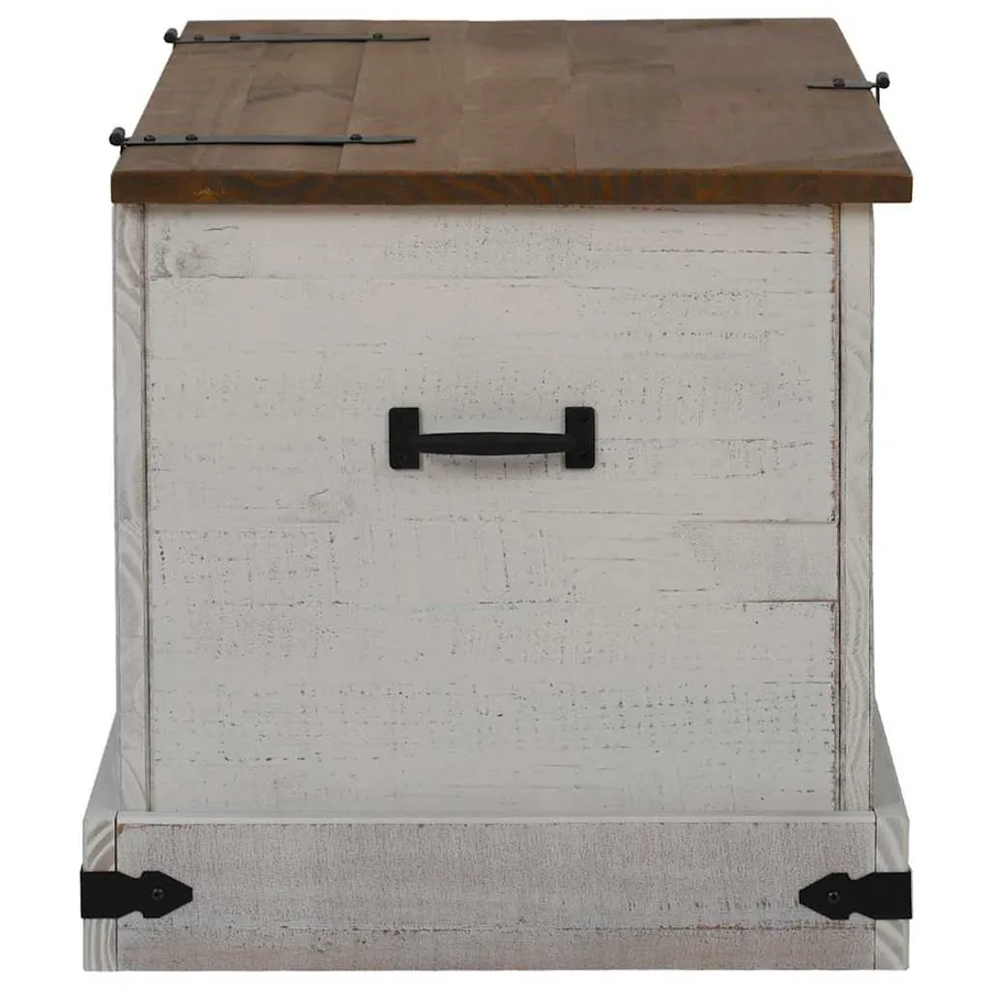 Coffre de rangement HALDEN blanc 91x48x47 cm bois massif pin - 4