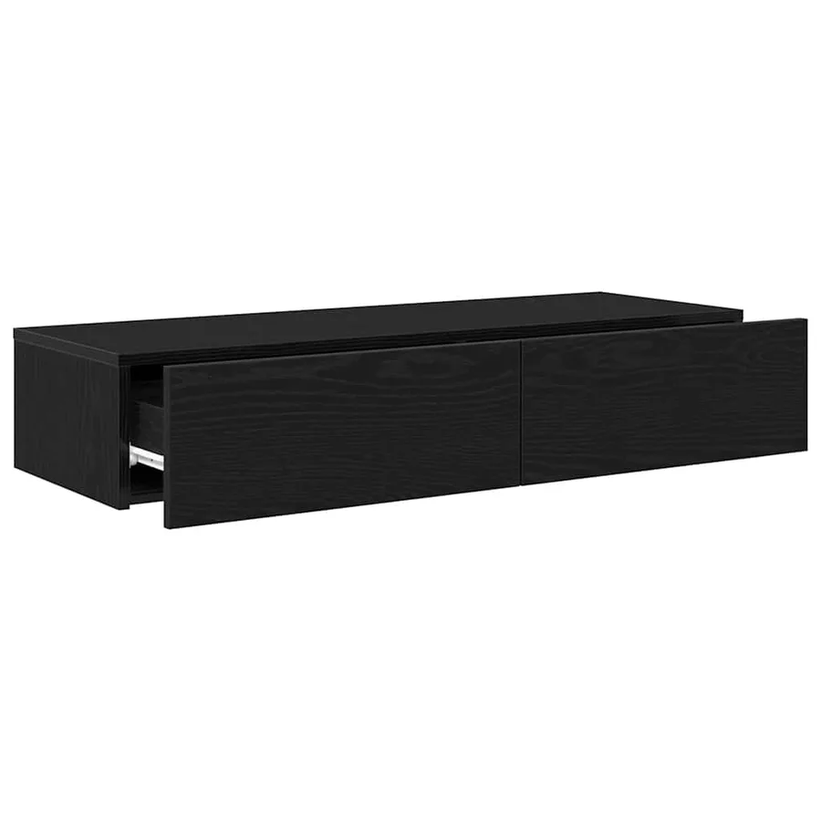 Étagère murale avec tiroirs noir 100x36x19 cm bois d'ingénierie - 7