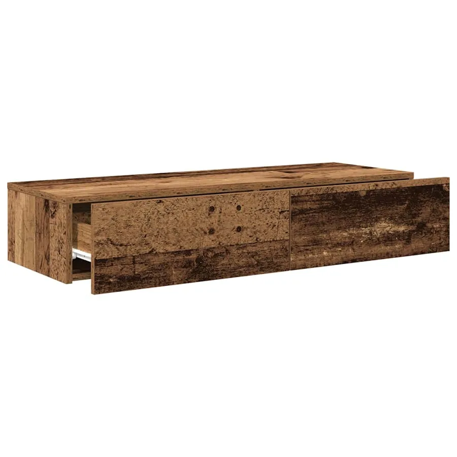 Étagère murale avec tiroirs vieux bois bois d'ingénierie - 7