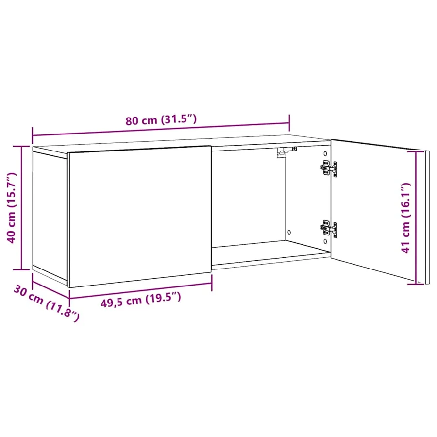 Meuble TV mural chêne artisanal 100x30x41 cm - 12