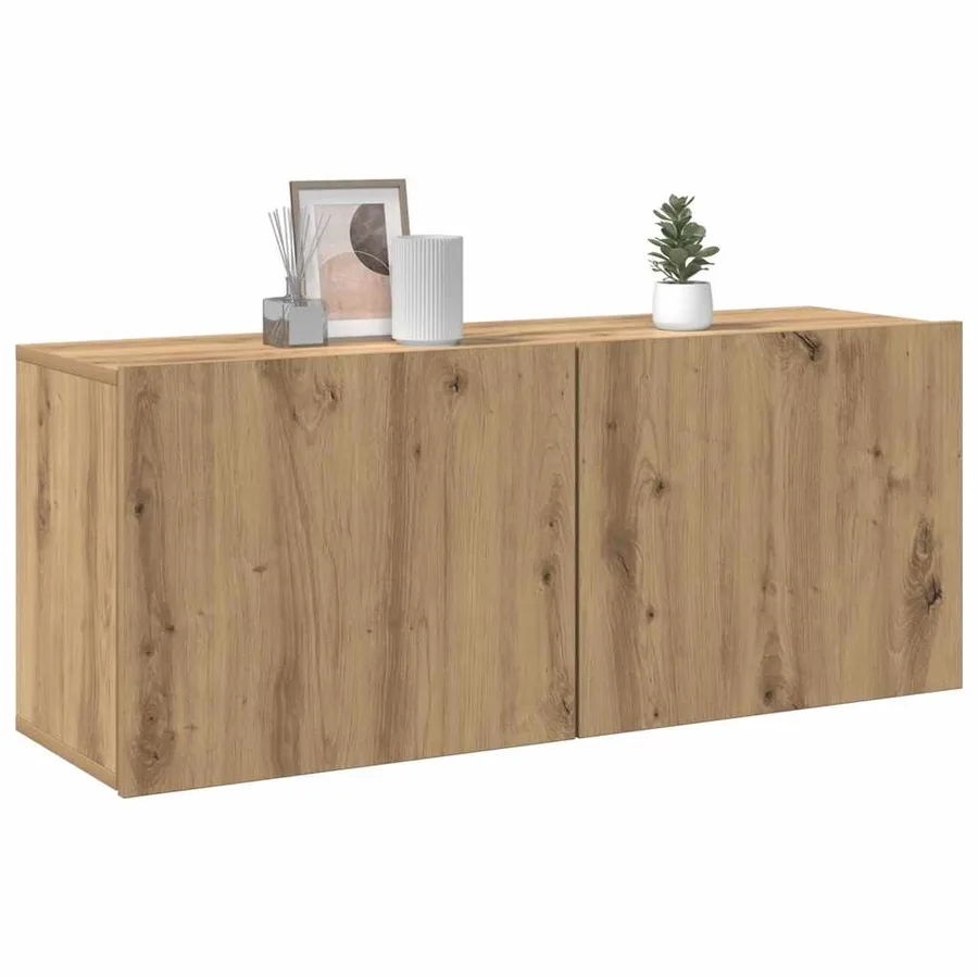 Meuble TV mural chêne artisanal 100x30x41 cm - 4