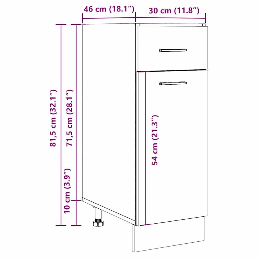 Armoire à tiroirs "Lyon" Chêne artisanal 30 x 46 x 81,5 cm Bois d'ingénierie - 12