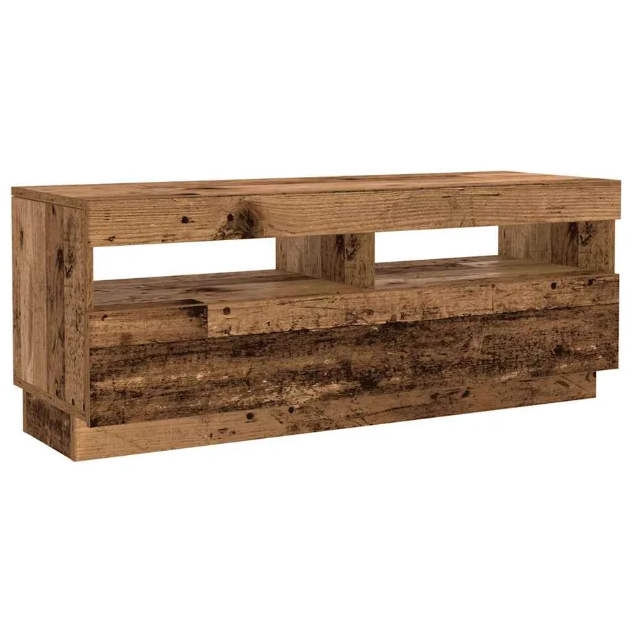 Meuble TV avec lumières LED vieux bois bois d'ingénierie - 6