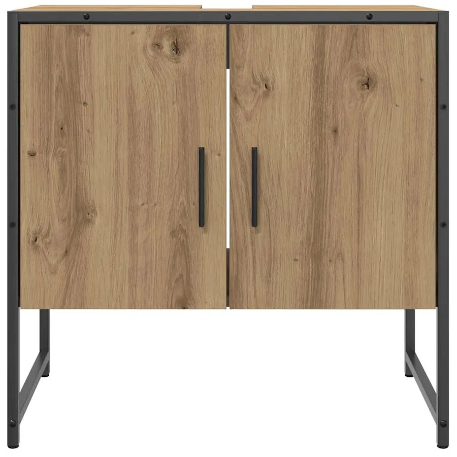 Armoire lavabo de salle de bain chêne artisanal 60x33x60 cm - 4