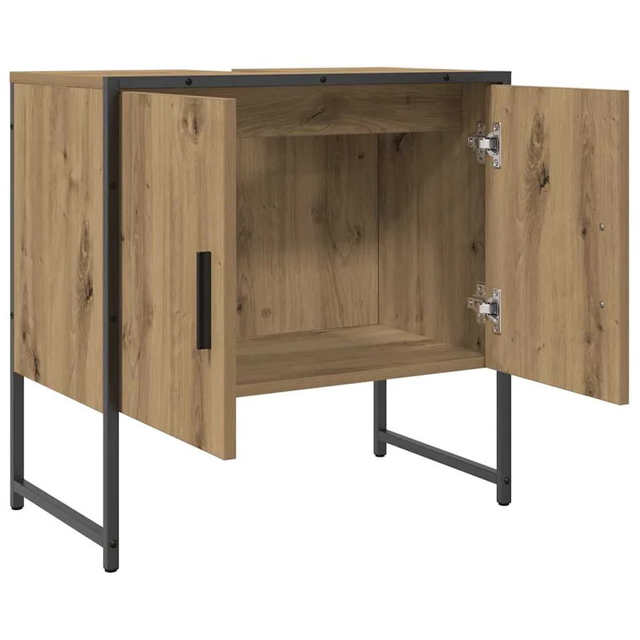 Armoire lavabo de salle de bain chêne artisanal 60x33x60 cm - 5