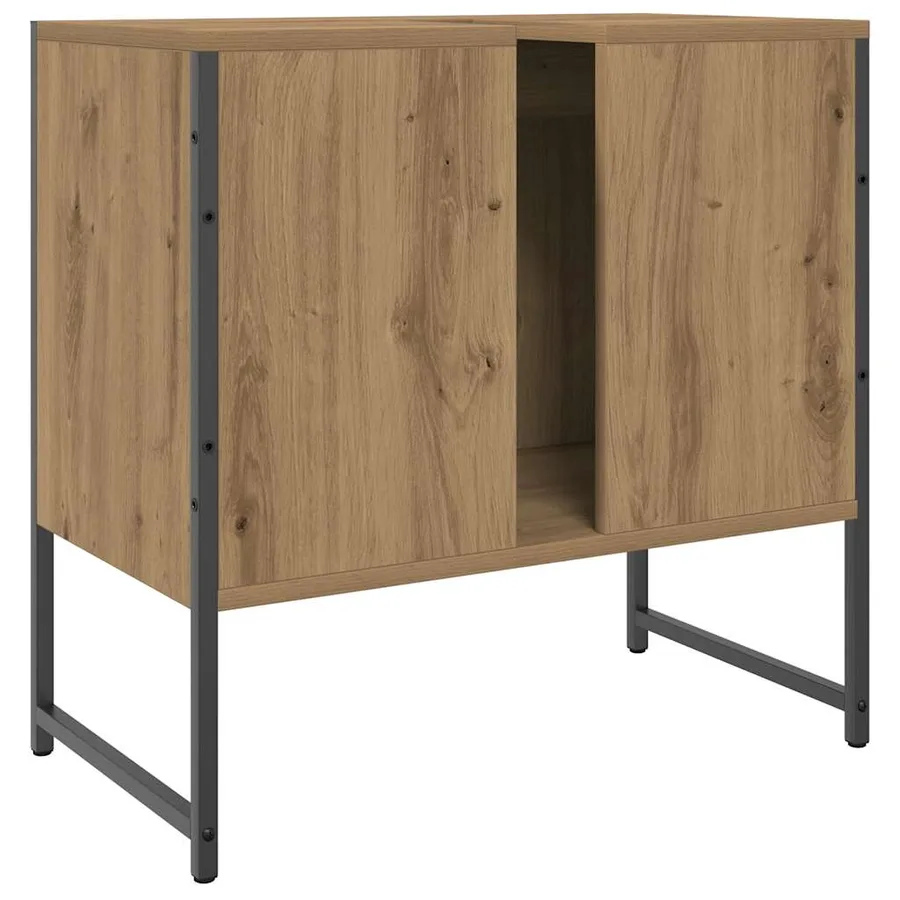Armoire lavabo de salle de bain chêne artisanal 60x33x60 cm - 6