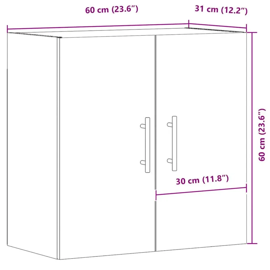 Armoire murale chêne artisanal 60x31x60 cm bois d'ingénierie - 11