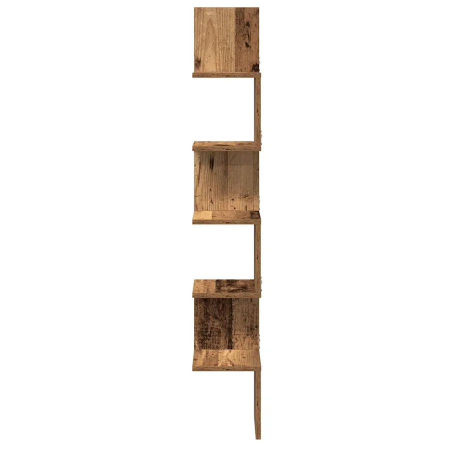 Étagère d'angle murale vieux bois 20x20x127,5 cm - 4