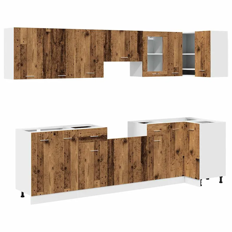 Ensemble de 11 meubles de cuisine "Lyon" en bois d'ingénierie vieilli - 2