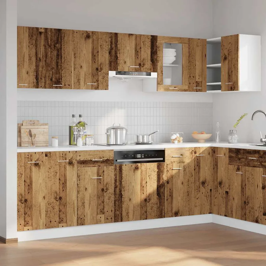 Ensemble de 11 meubles de cuisine "Lyon" en bois d'ingénierie vieilli - 3