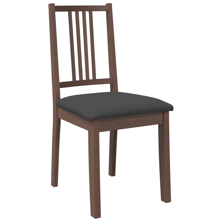 Chaises à manger coussins 2 pcs marron bois massif caoutchouc - 4