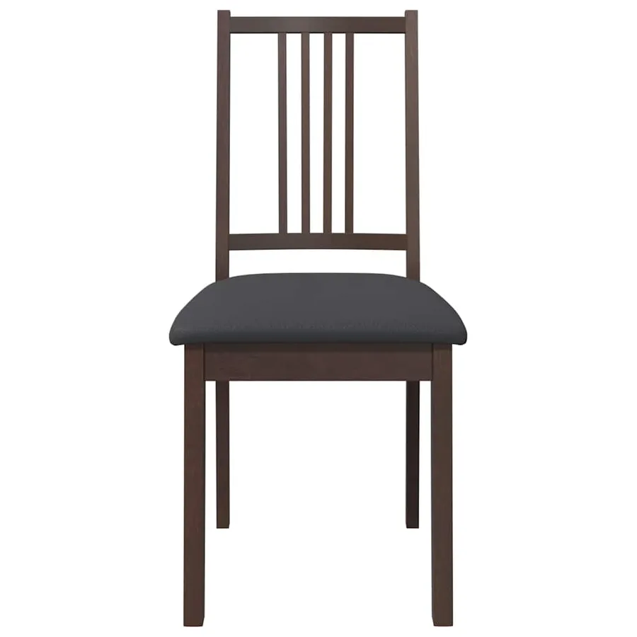 Chaises à manger coussins 2 pcs marron bois massif caoutchouc - 5
