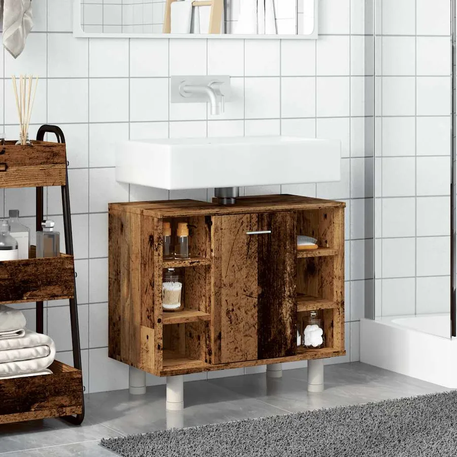 Armoire de salle de bain vieux bois 60x32x53,5 cm - 4