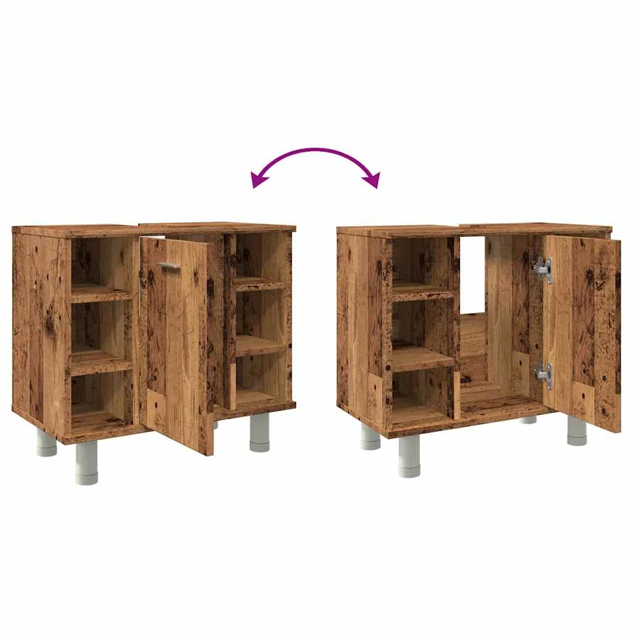 Armoire de salle de bain vieux bois 60x32x53,5 cm - 9