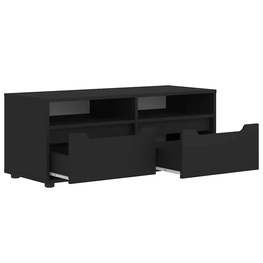 Meuble TV VISNES noir 100x40x38 cm bois d'ingénierie - 6