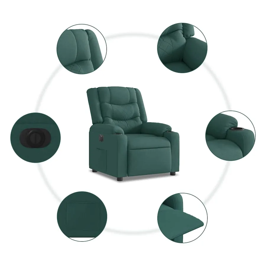 Fauteuil inclinable électrique Vert foncé Tissu - 13