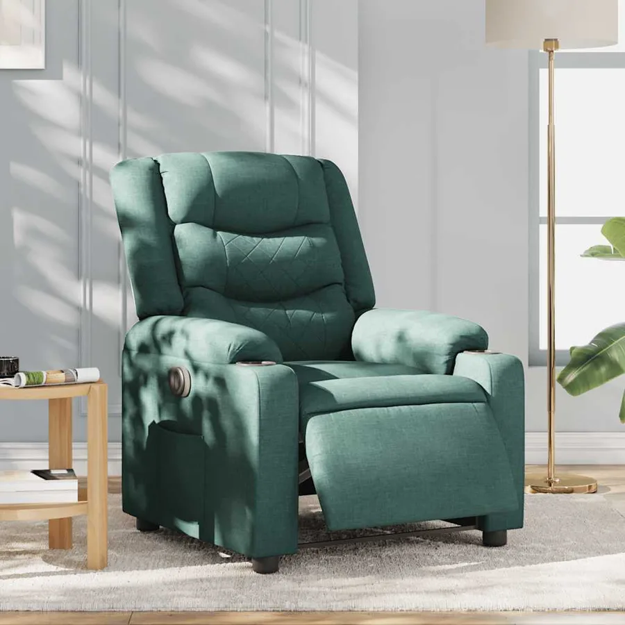 Fauteuil inclinable électrique Vert foncé Tissu - 3