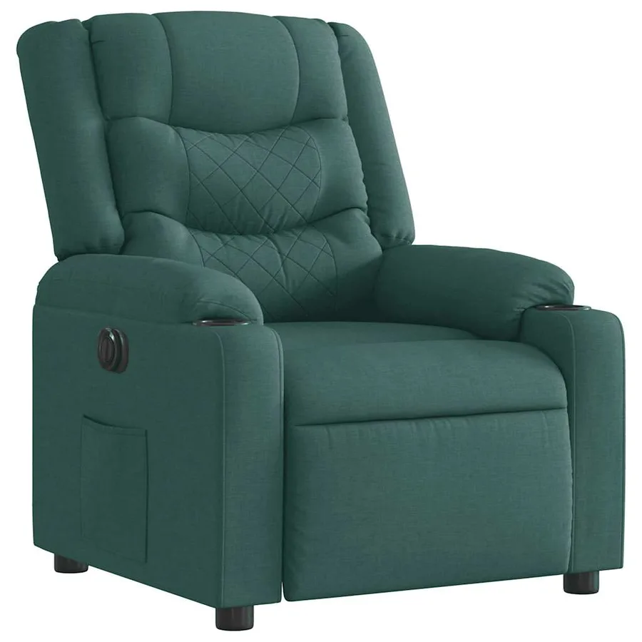 Fauteuil inclinable électrique Vert foncé Tissu - 6