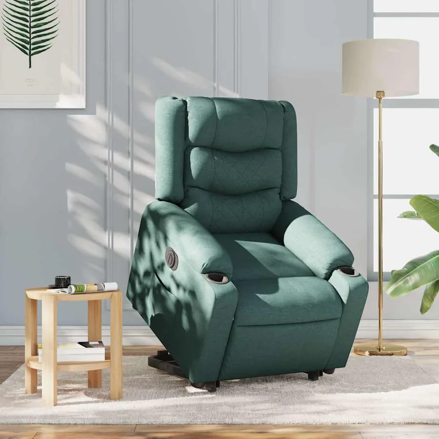 Fauteuil inclinable électrique vert foncé tissu - 2