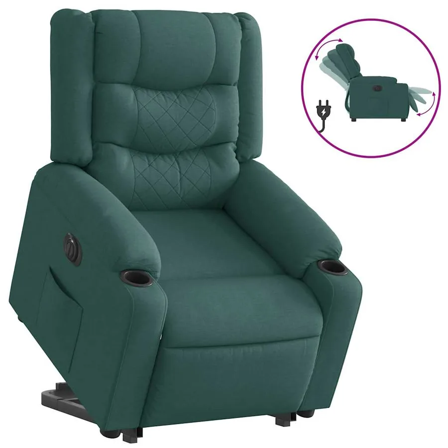 Fauteuil inclinable électrique vert foncé tissu - 4