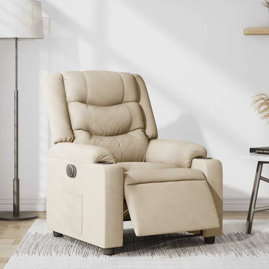 Fauteuil inclinable électrique Crème Tissu - 3