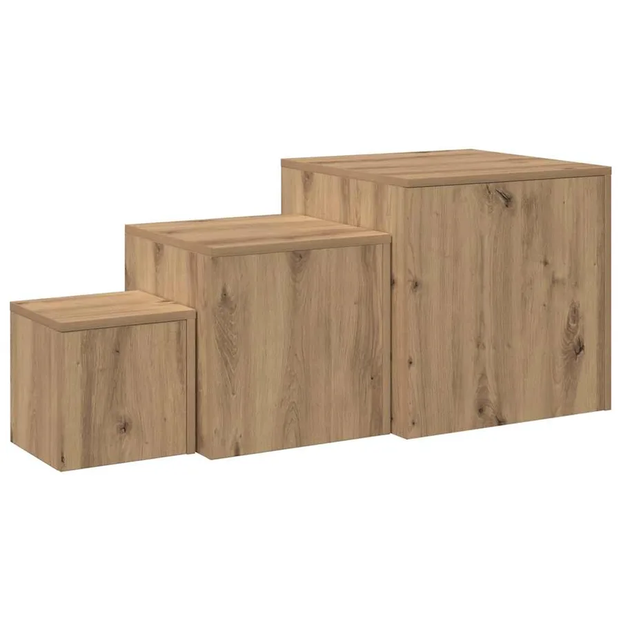 Tables d'appoint 3 pcs chêne artisanal bois d'ingénierie - 5