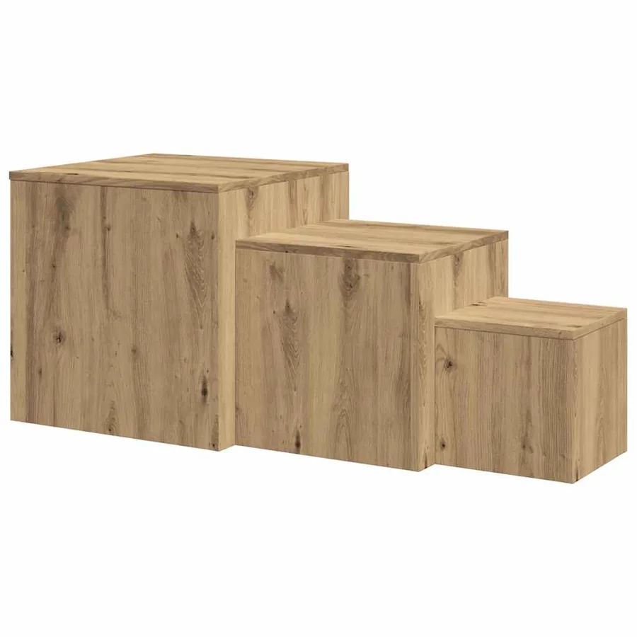 Tables d'appoint 3 pcs chêne artisanal bois d'ingénierie - 8