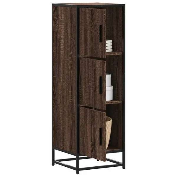 Buffet haut chêne marron 35,5x35x106,5 cm bois ingénierie métal
