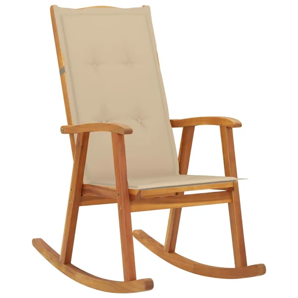 Chaise à bascule avec coussins Bois d'acacia massif