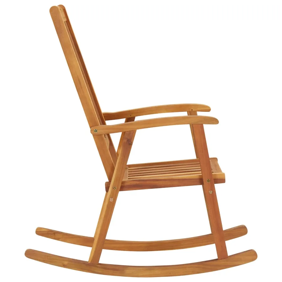Chaise à bascule avec coussins Bois d'acacia massif - 4