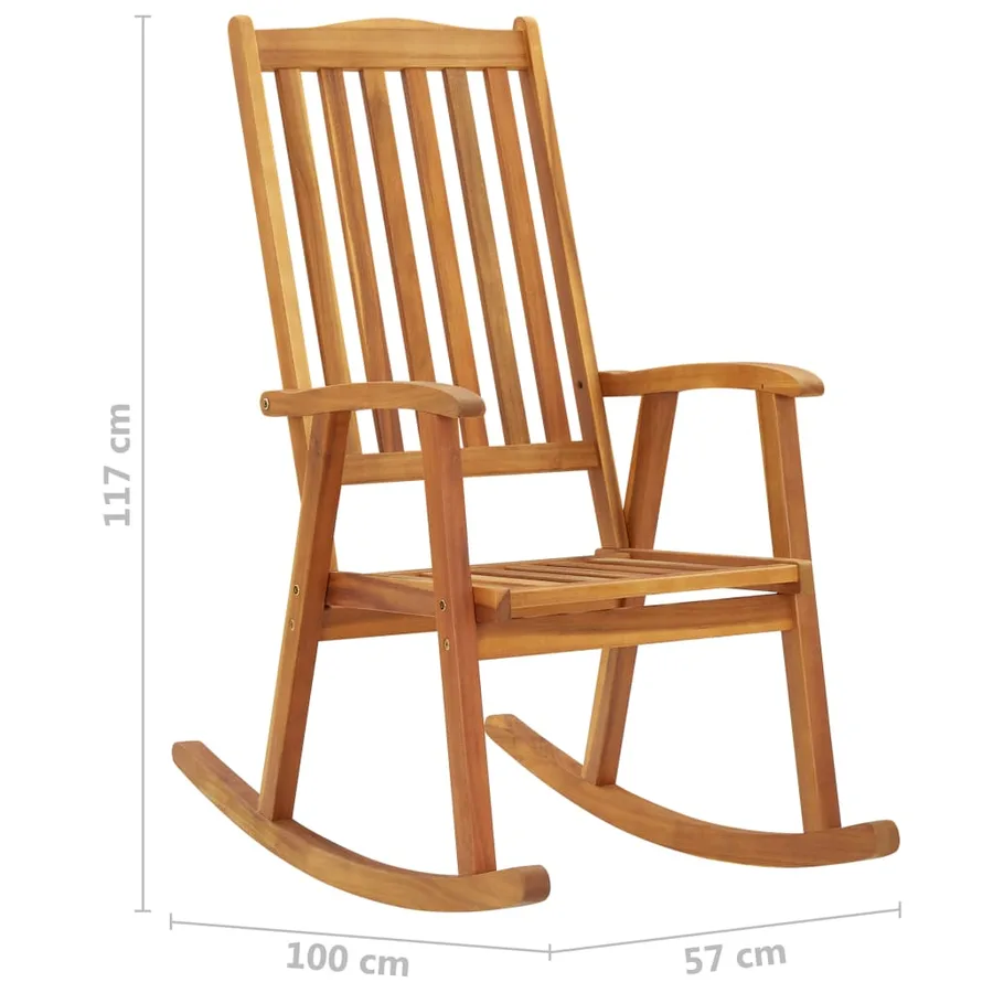 Chaise à bascule avec coussins Bois d'acacia massif - 9
