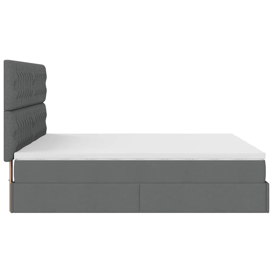Cadre de lit ottoman avec matelas gris foncé 200x200cm tissu - 9
