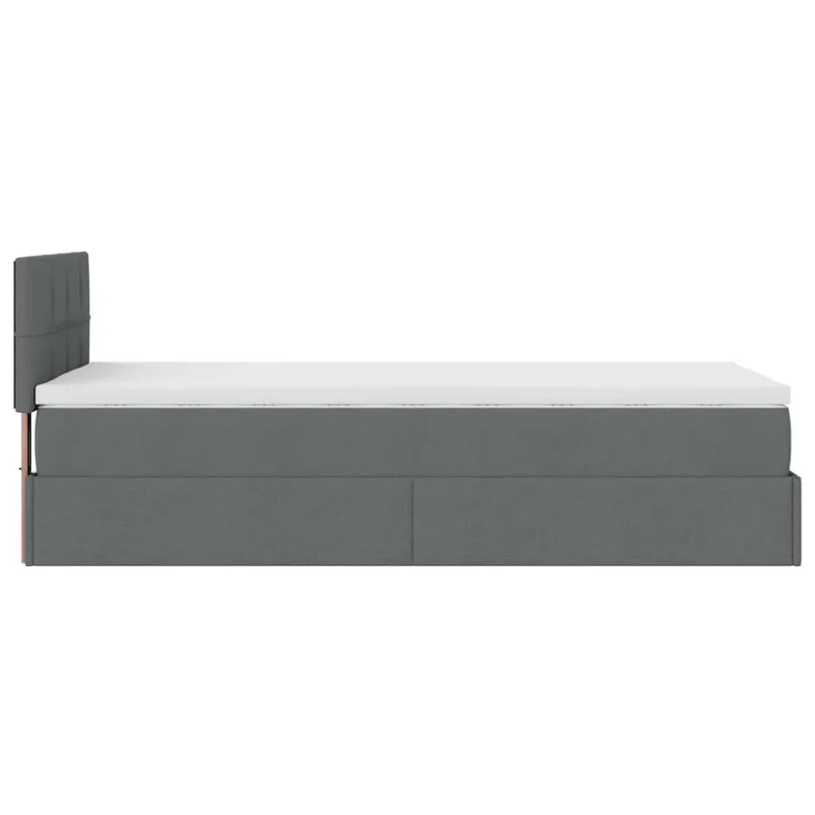 Cadre de lit ottoman avec matelas gris foncé 100x200 cm tissu - 10