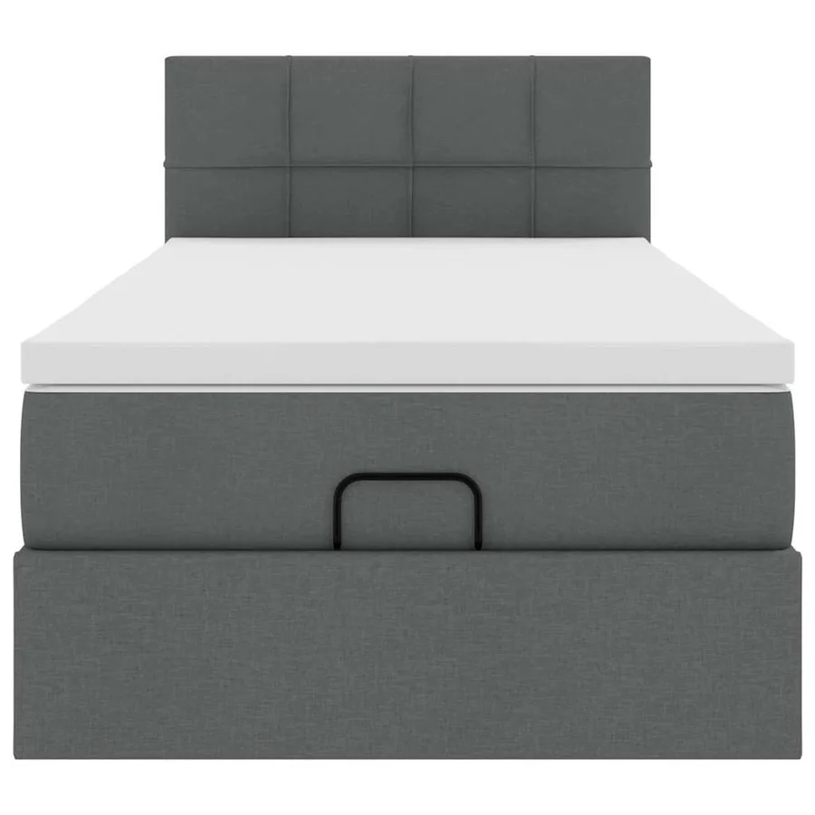 Cadre de lit ottoman avec matelas gris foncé 100x200 cm tissu - 7