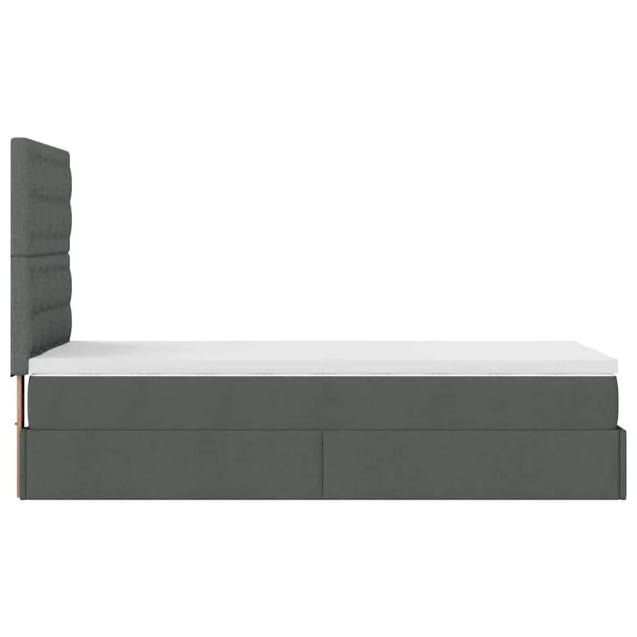 Cadre de lit ottoman avec matelas gris foncé 100x200 cm tissu - 10