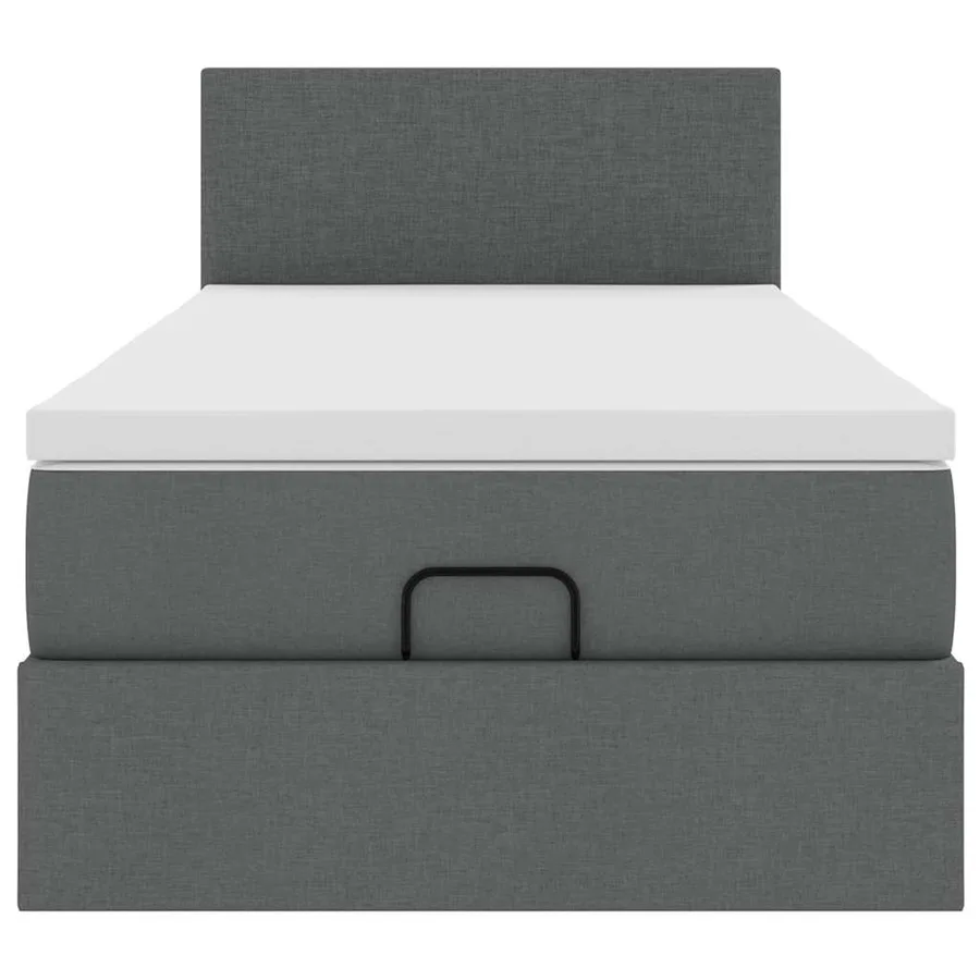 Cadre de lit ottoman avec matelas gris foncé 100x200 cm tissu - 7