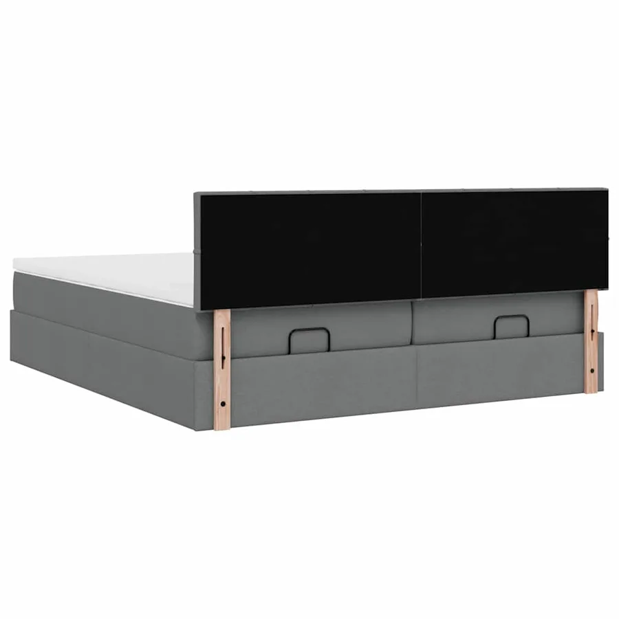 Cadre de lit ottoman avec matelas gris foncé 200x200cm tissu - 11