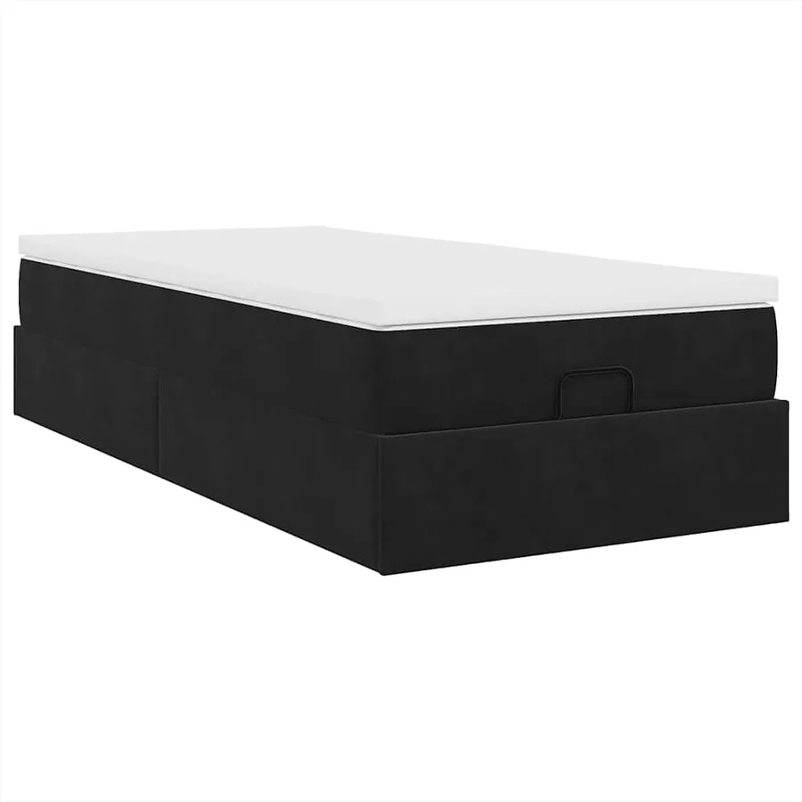 Cadre de lit ottoman avec matelas noir 100x200cm velours - 10