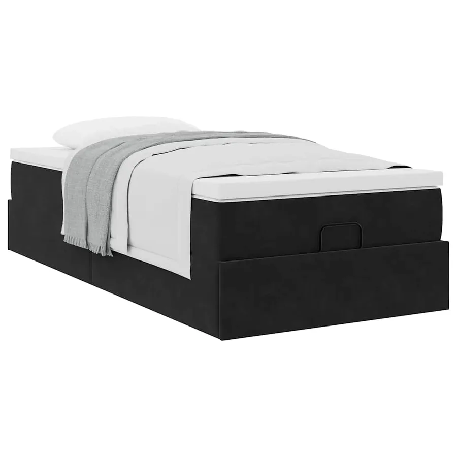 Cadre de lit ottoman avec matelas noir 100x200cm velours - 5